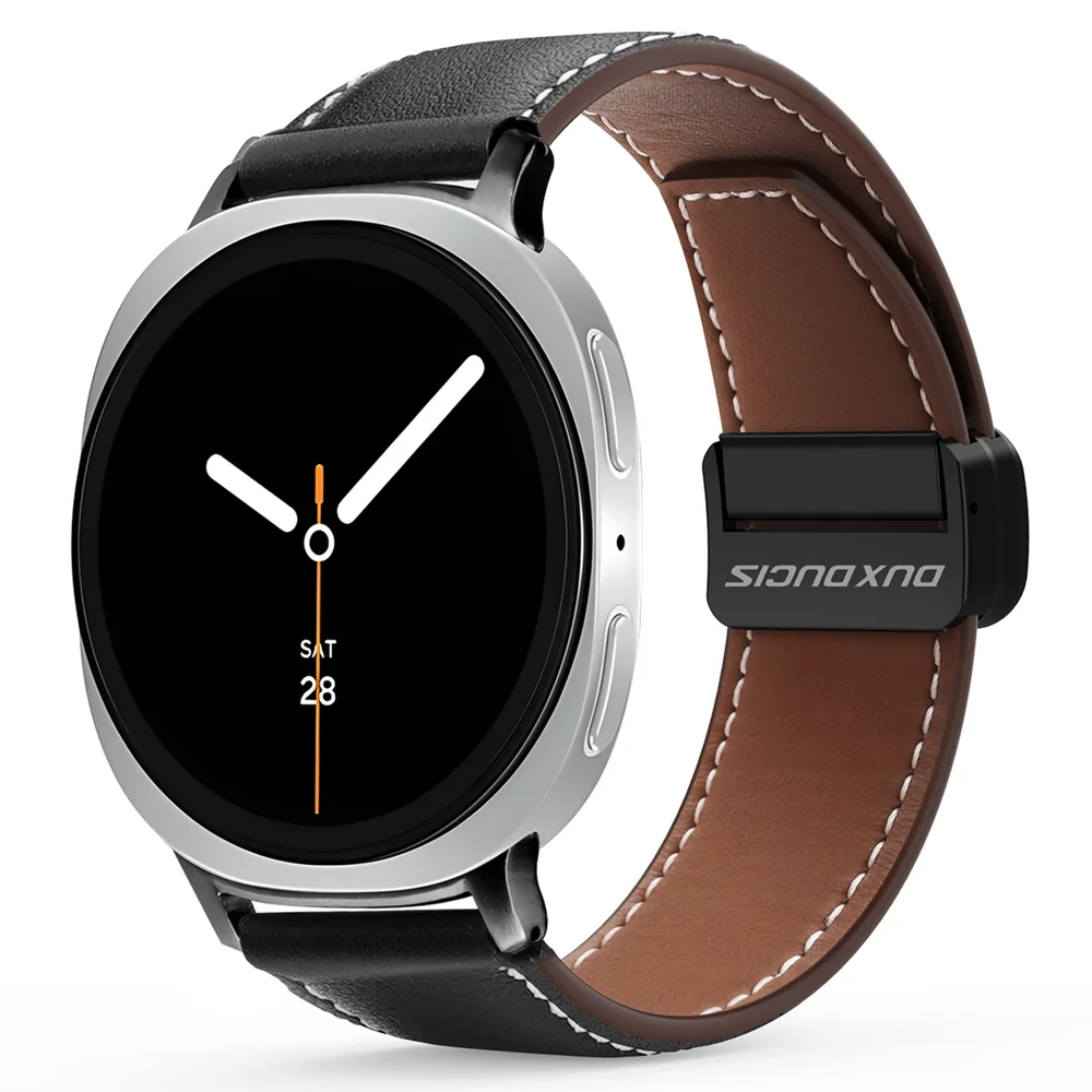 Dux Ducis Samsung Galaxy Watch 8 44mm Reim i lær, Svart Dux Ducis Samsung Galaxy Watch 8 44mm Reim i lær, Svart