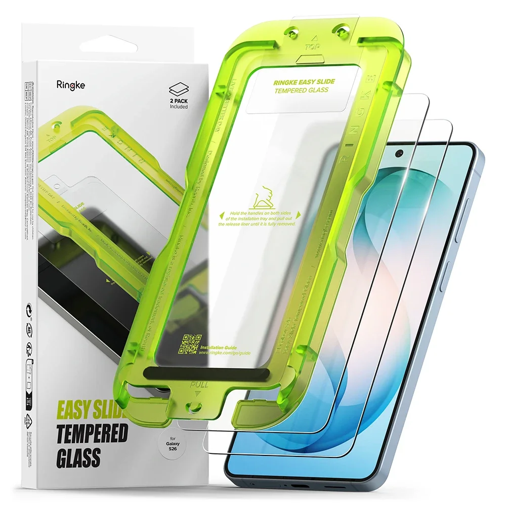 Ringke Samsung Galaxy S26 Skjermbeskytter i glass med monteringsramme (2-pack)