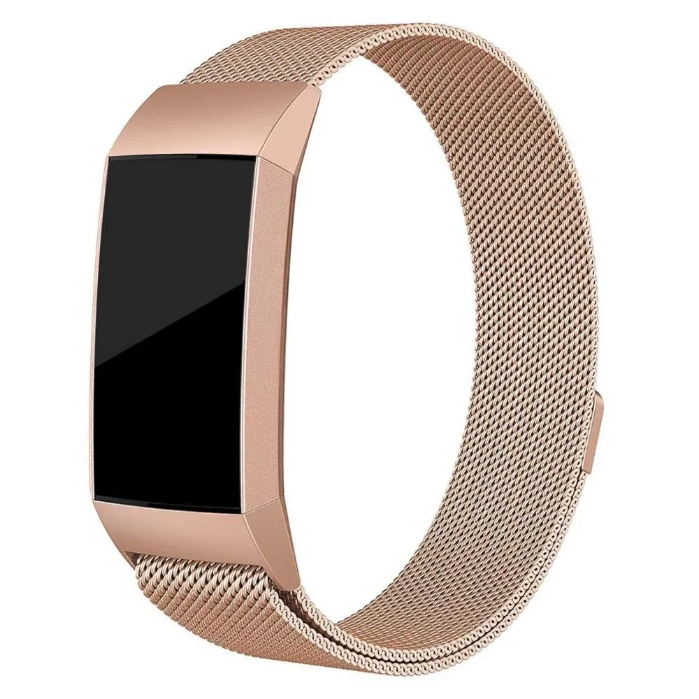 Fitbit Charge 4/Charge 3 Reim Milanese Loop, Rosegull