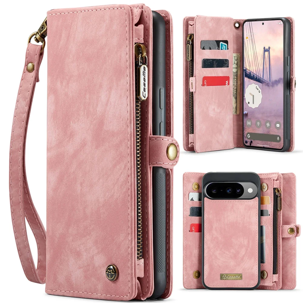 CaseMe Google Pixel 11 Romslig lommeboketui med mange kortlommer, Rosa CaseMe Google Pixel 11 Romslig lommeboketui med mange kortlommer, Rosa