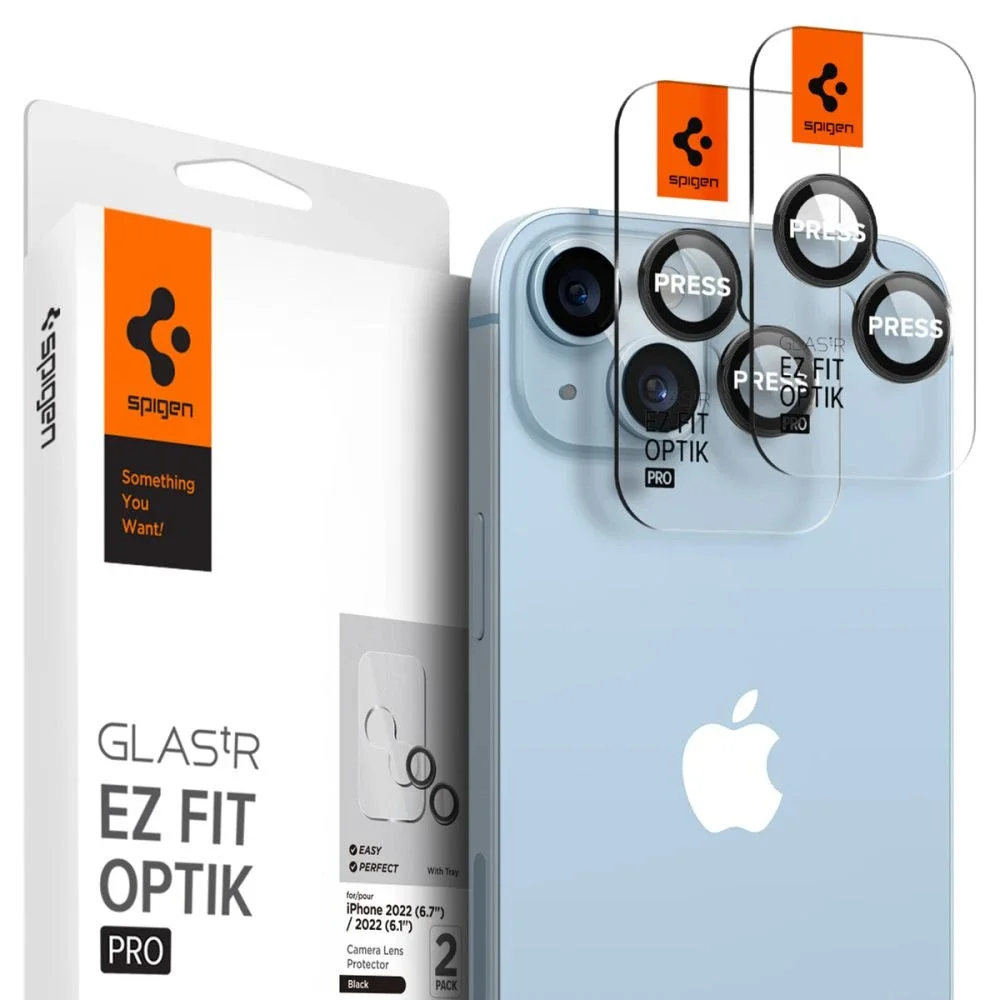 Spigen iPhone 14 Plus EZ Fit Linsebeskytter (2-pack), Gjennomsiktig Spigen iPhone 14 Plus EZ Fit Linsebeskytter (2-pack), Gjennomsiktig