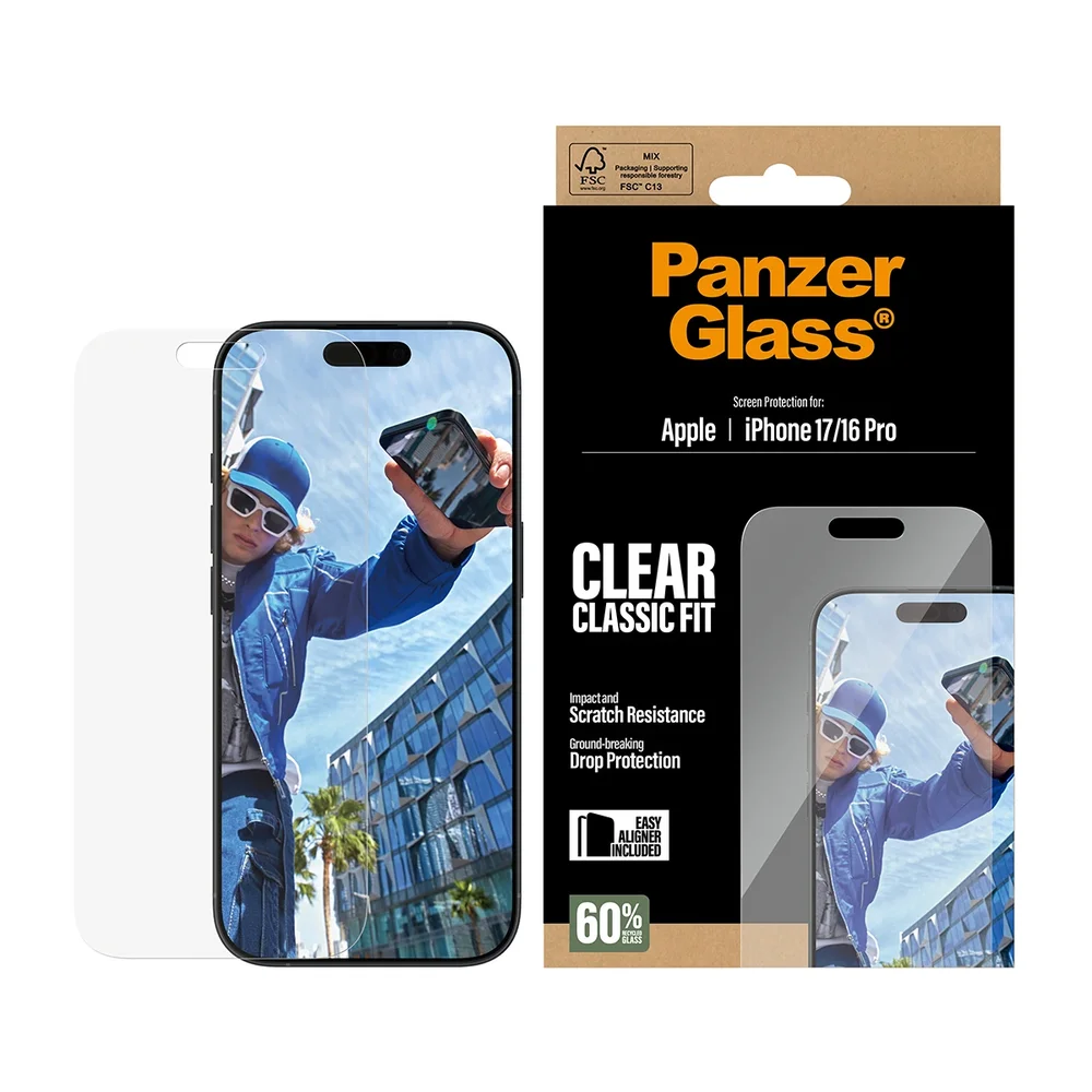 PanzerGlass iPhone 17 Skjermbeskytter med installasjonsramme – Classic Fit
