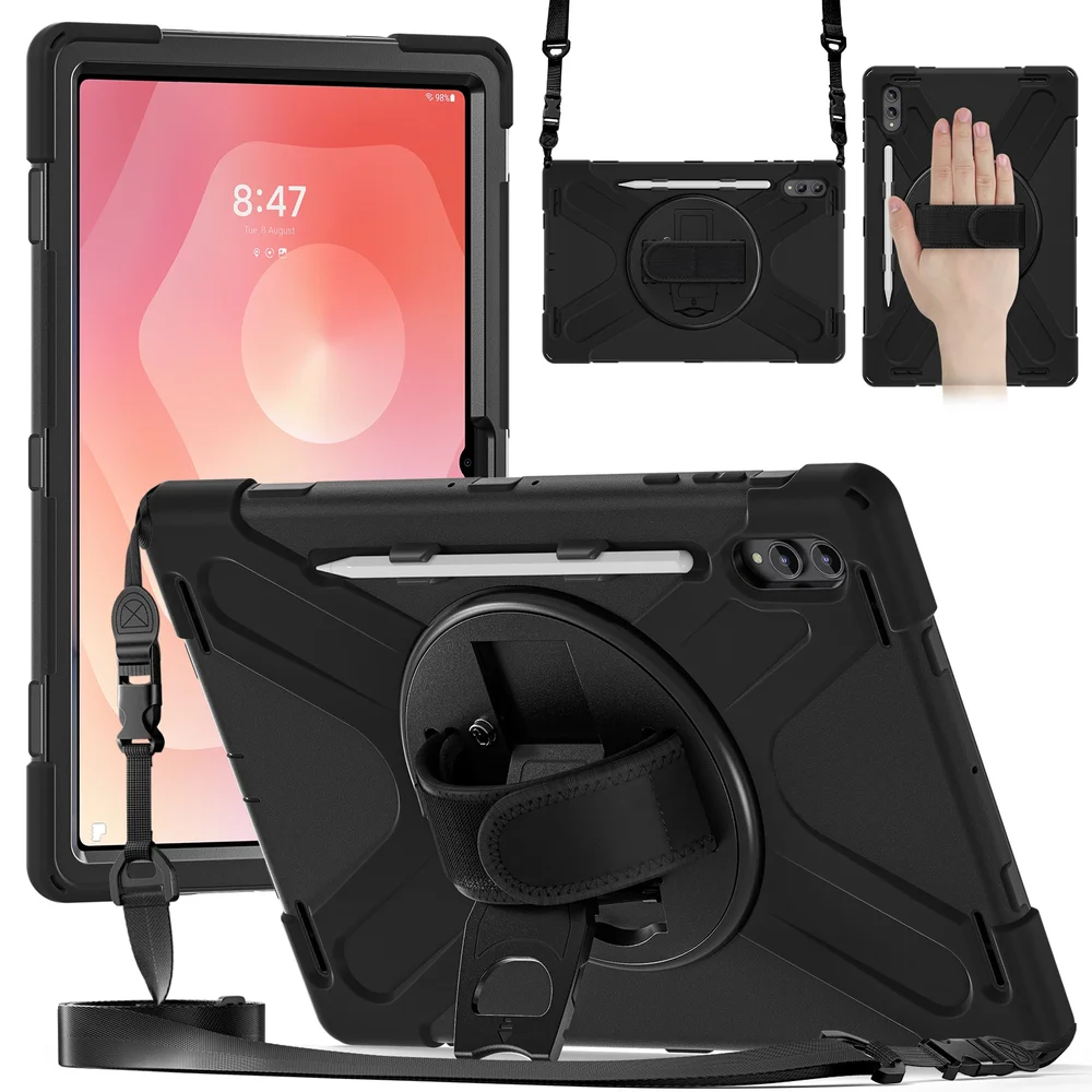 Samsung Galaxy Tab S11 Ultra Tøft hybriddeksel med skulderrem Svart Samsung Galaxy Tab S11 Ultra Tøft hybriddeksel med skulderrem Svart