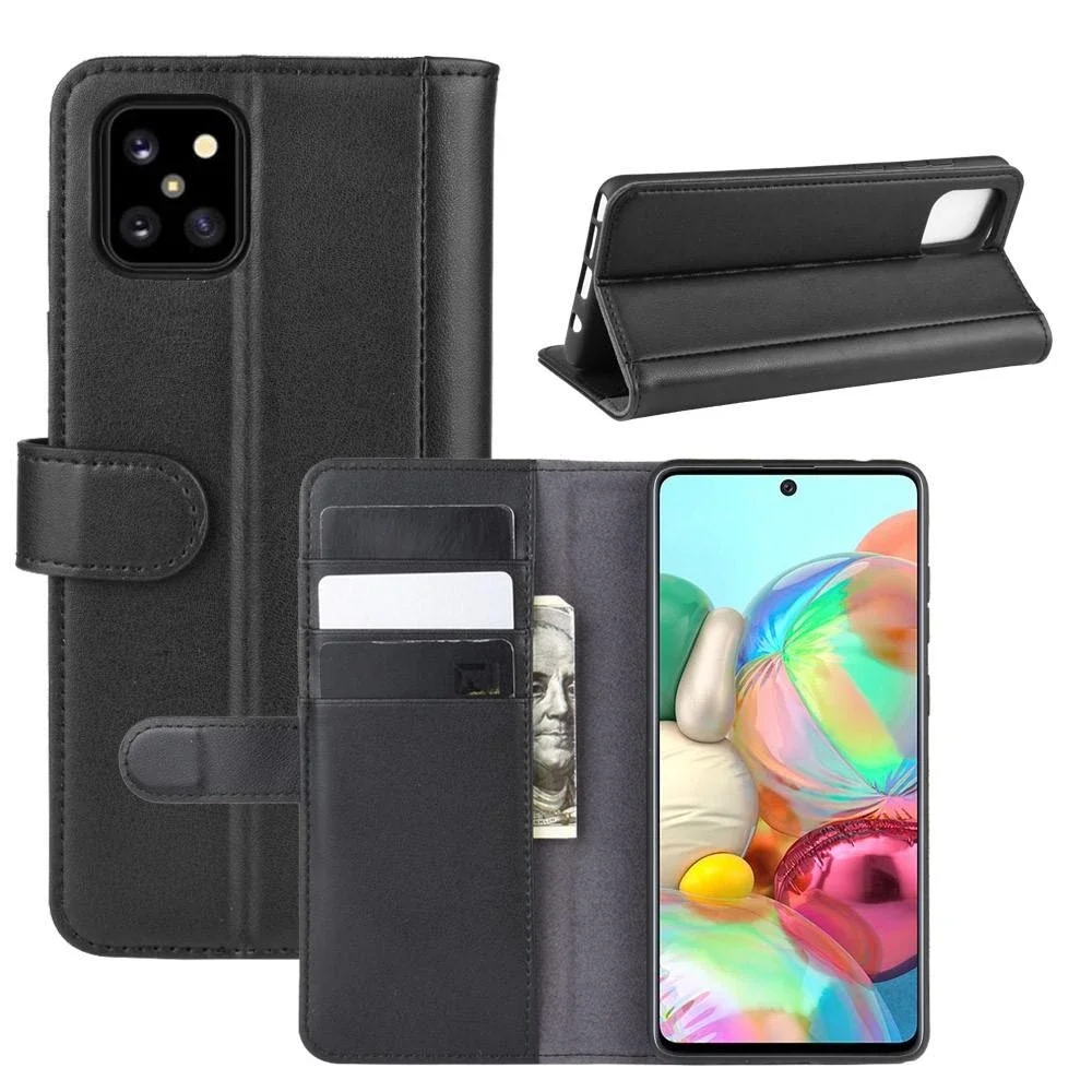 Samsung Galaxy Note 10 Lite Lommeboketui i ekte skinn, Svart Samsung Galaxy Note 10 Lite Lommeboketui i ekte skinn, Svart