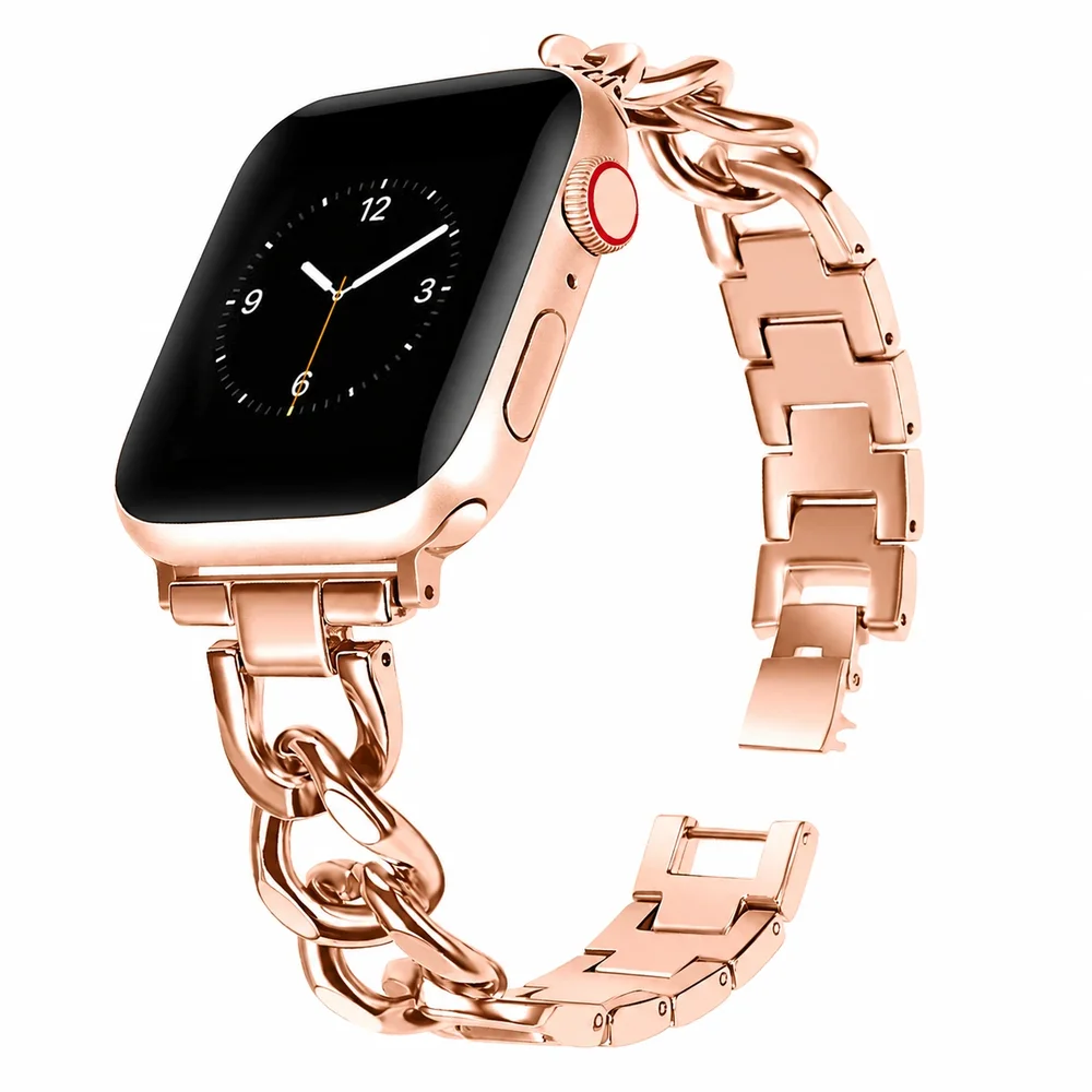 Apple Watch Series 1-3 38mm Luksuriøst kjedearmbånd i metall, Rosegull Apple Watch Series 1-3 38mm Luksuriøst kjedearmbånd i metall, Rosegull