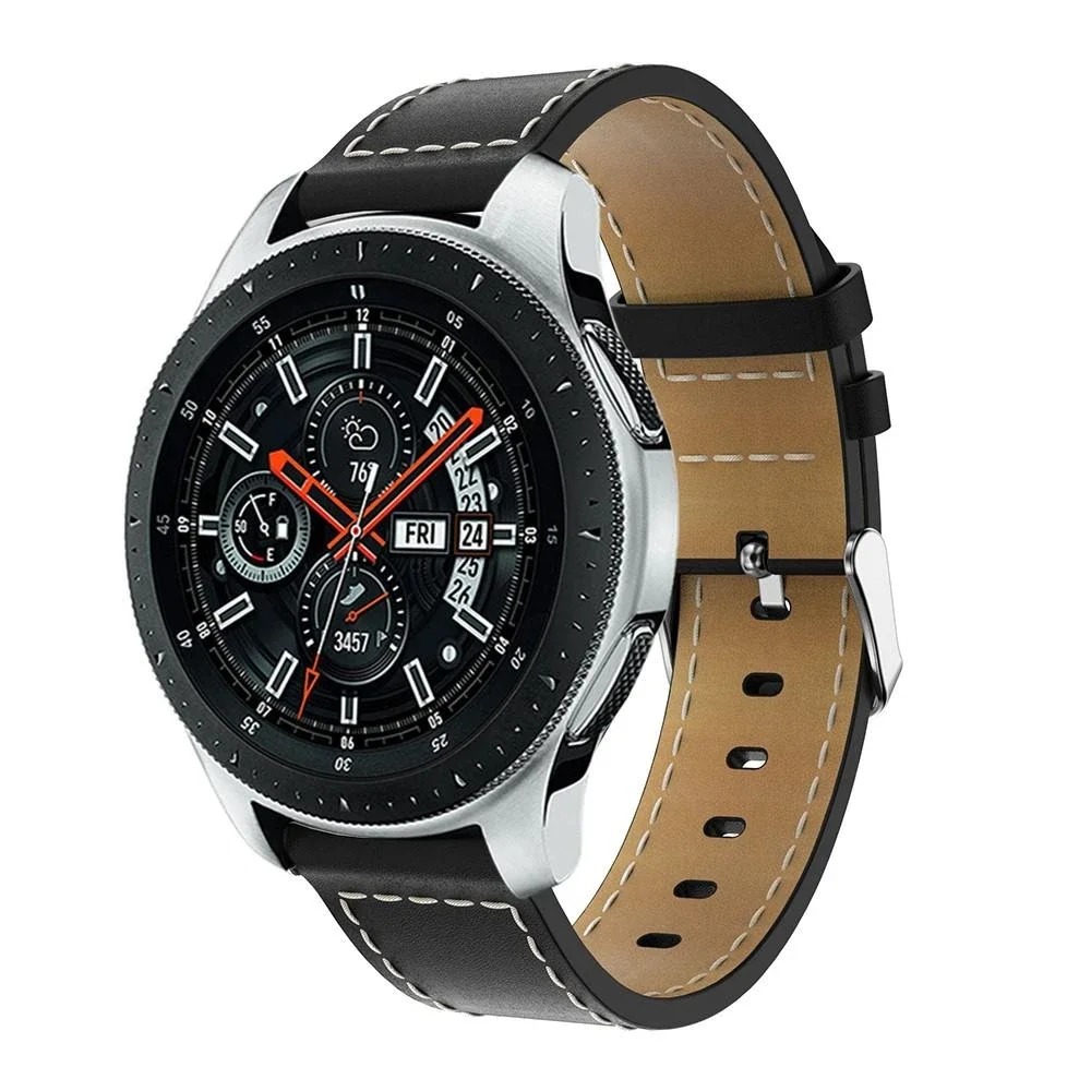 Samsung Galaxy Watch 46mm Reim i ekte skinn, Svart