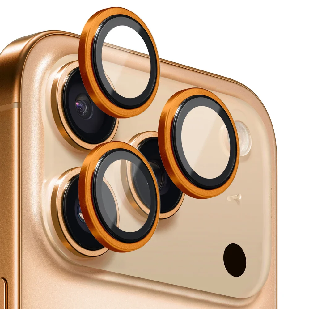 NORTHJO iPhone 17 Pro Max Linsebeskytter i herdet glass med aluminiumsramme Oransje