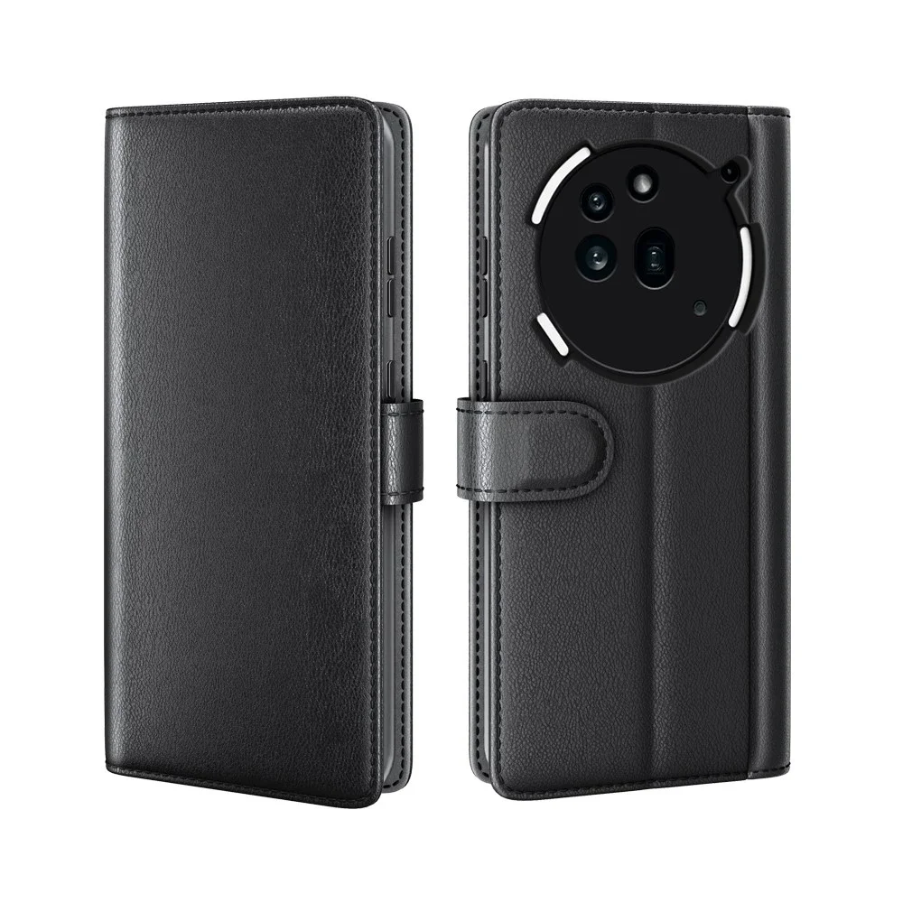 Nothing Phone 3a Pro Lommeboketui i ekte skinn, Svart Nothing Phone 3a Pro Lommeboketui i ekte skinn, Svart