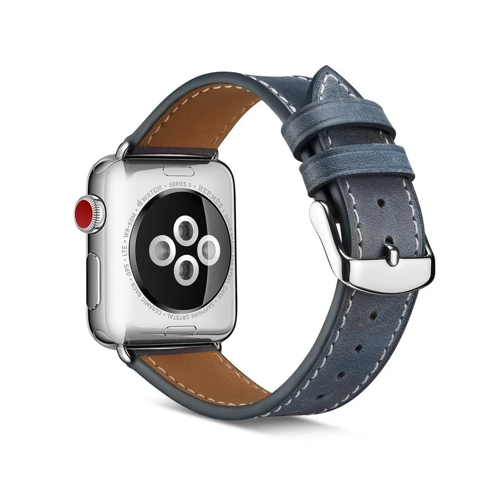 Apple Watch Series 7 41mm Reim i ekte skinn, Blå
