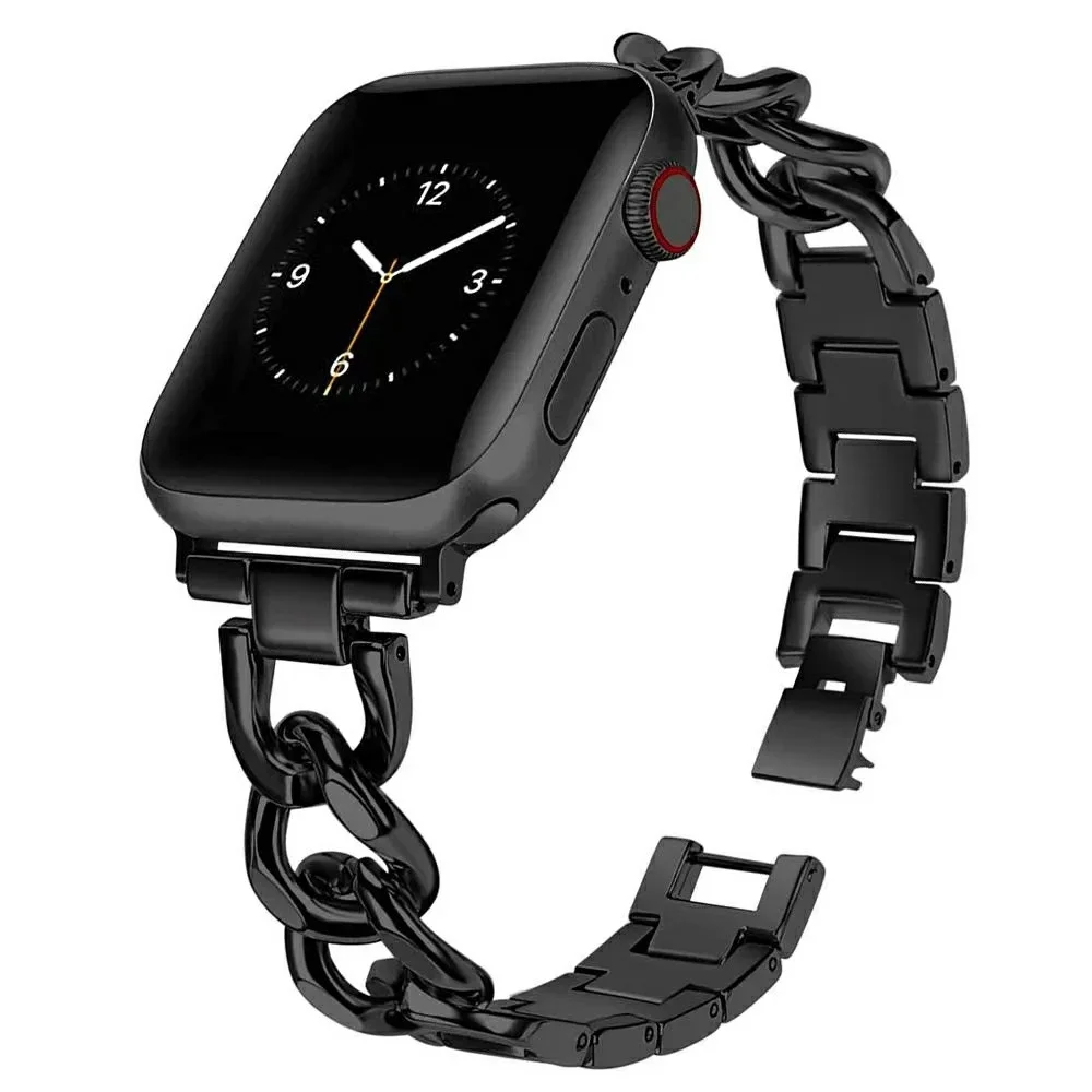 Apple Watch Series 12 42mm Luksuriøst kjedearmbånd i metall, Svart Apple Watch Series 12 42mm Luksuriøst kjedearmbånd i metall, Svart