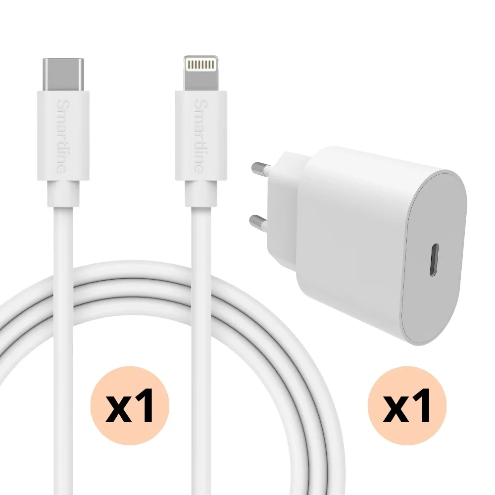 Smartline Apple iPhone 11 Pro Max Kit for optimal lading med 2m kabel, Hvit