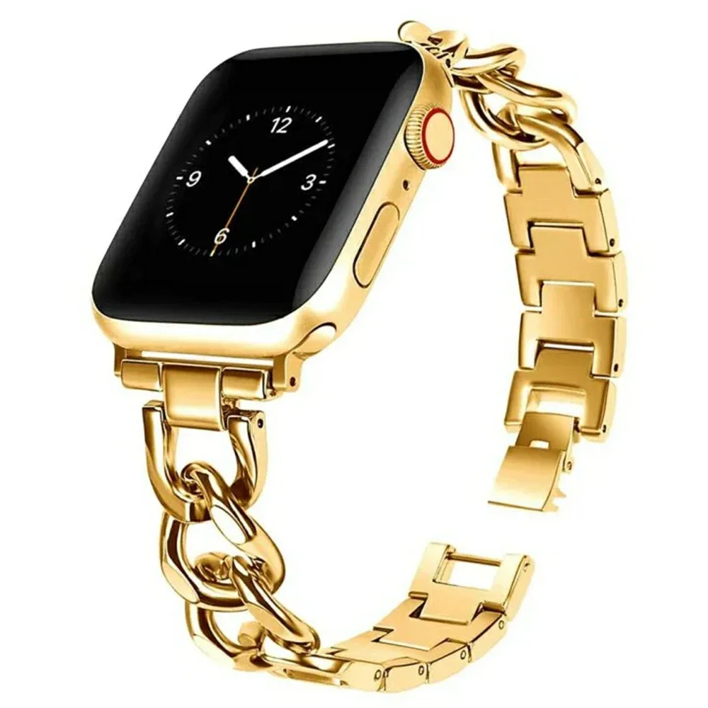 Apple Watch Series 9 41mm Luksuriøst kjedearmbånd i metall, Gull Apple Watch Series 9 41mm Luksuriøst kjedearmbånd i metall, Gull