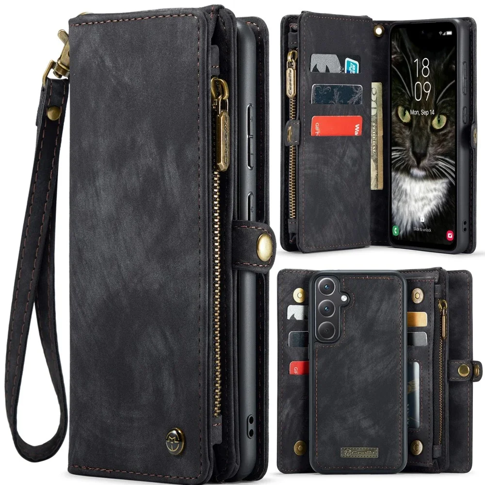 CaseMe Samsung Galaxy A36 Romslig lommeboketui med mange kortlommer, Grå CaseMe Samsung Galaxy A36 Romslig lommeboketui med mange kortlommer, Grå