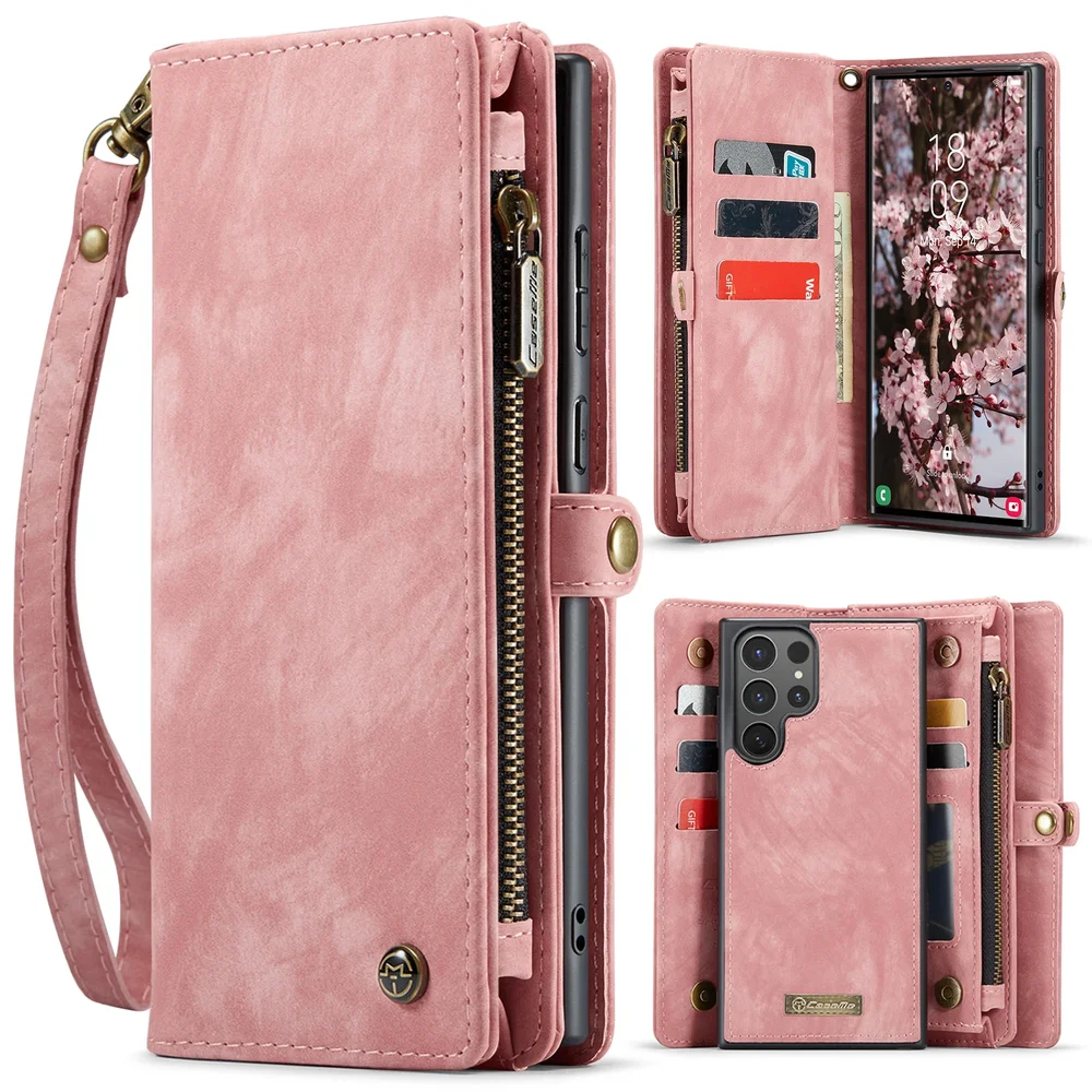 CaseMe Samsung Galaxy S26 Ultra Romslig lommeboketui med mange kortlommer, Rosa