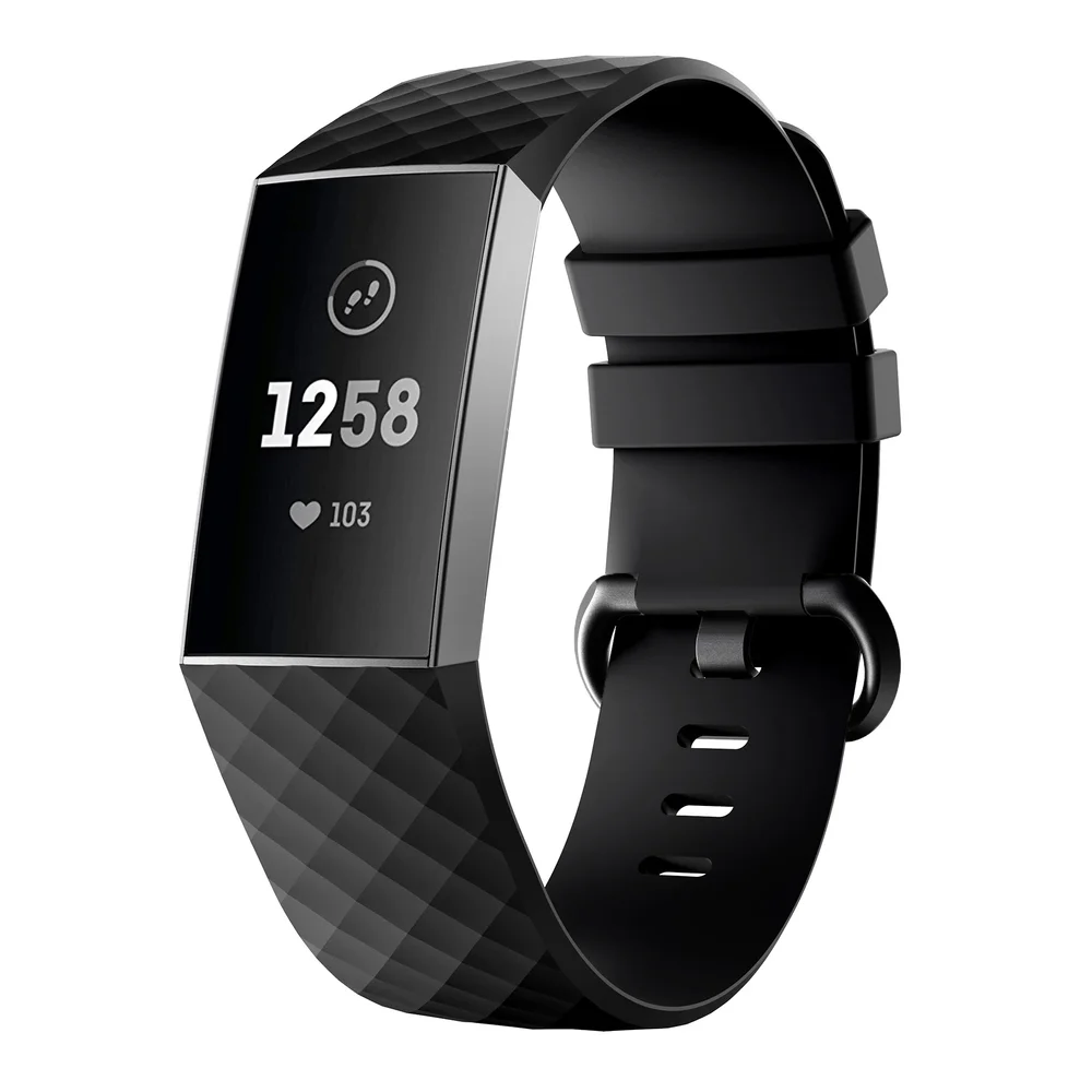 Fitbit Charge 4/Charge 3 Reim i silikon, Svart Fitbit Charge 4/Charge 3 Reim i silikon, Svart