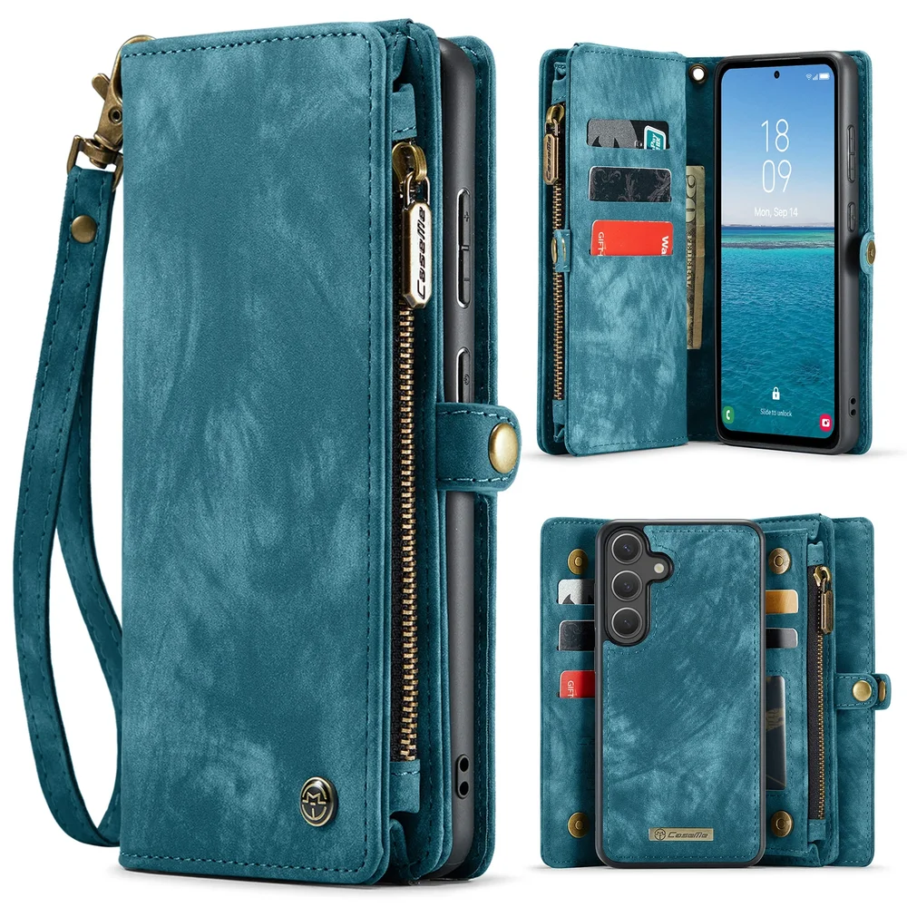 CaseMe Samsung Galaxy S26 Plus Romslig lommeboketui med mange kortlommer, Blå