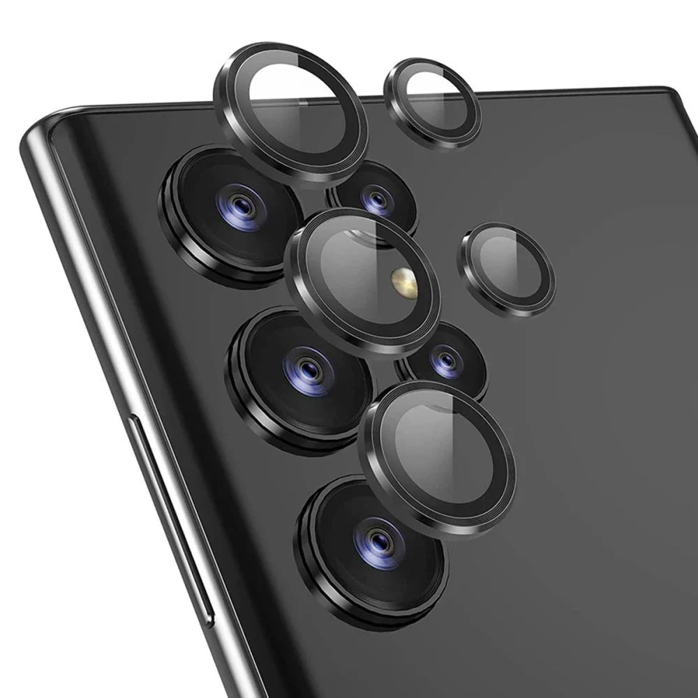 Hat Prince Samsung Galaxy S25 Ultra Linsebeskytter i glass og aluminium, Svart