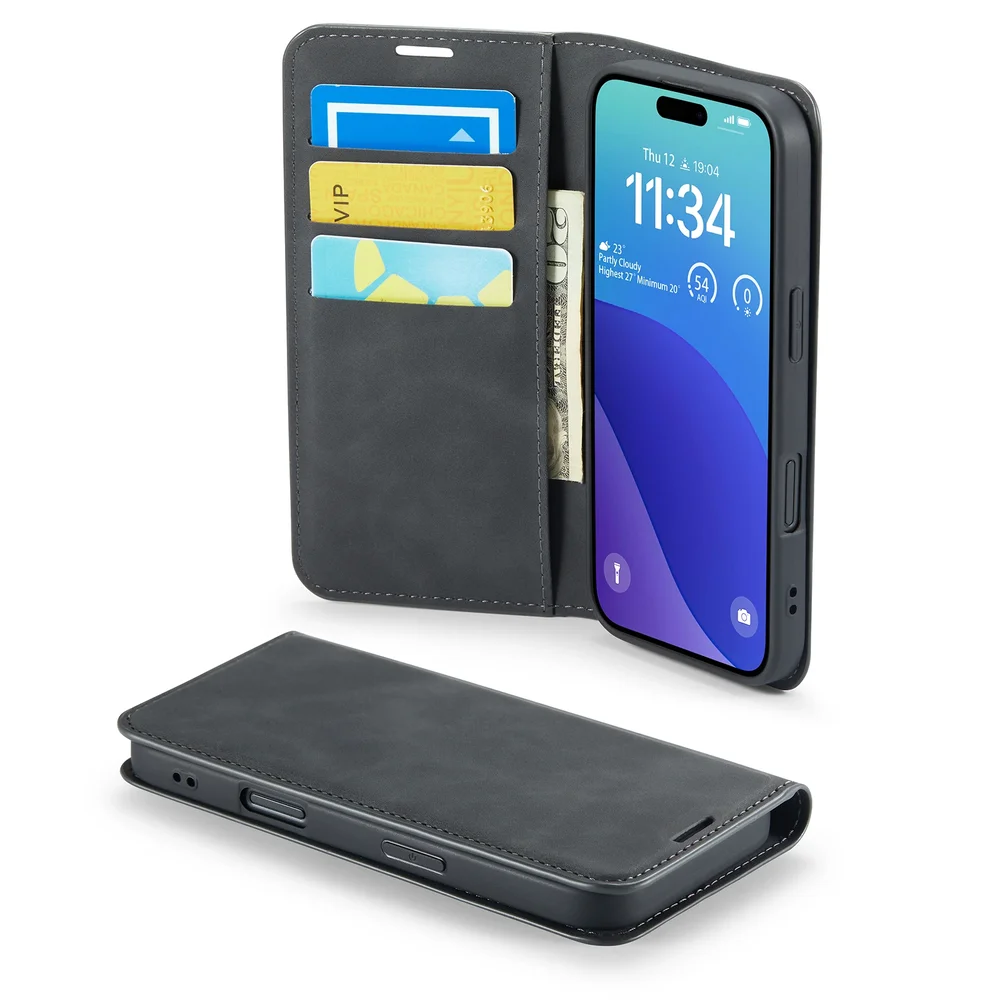 Mobique iPhone 16 Pro Slankt etui med kortlomme, Svart