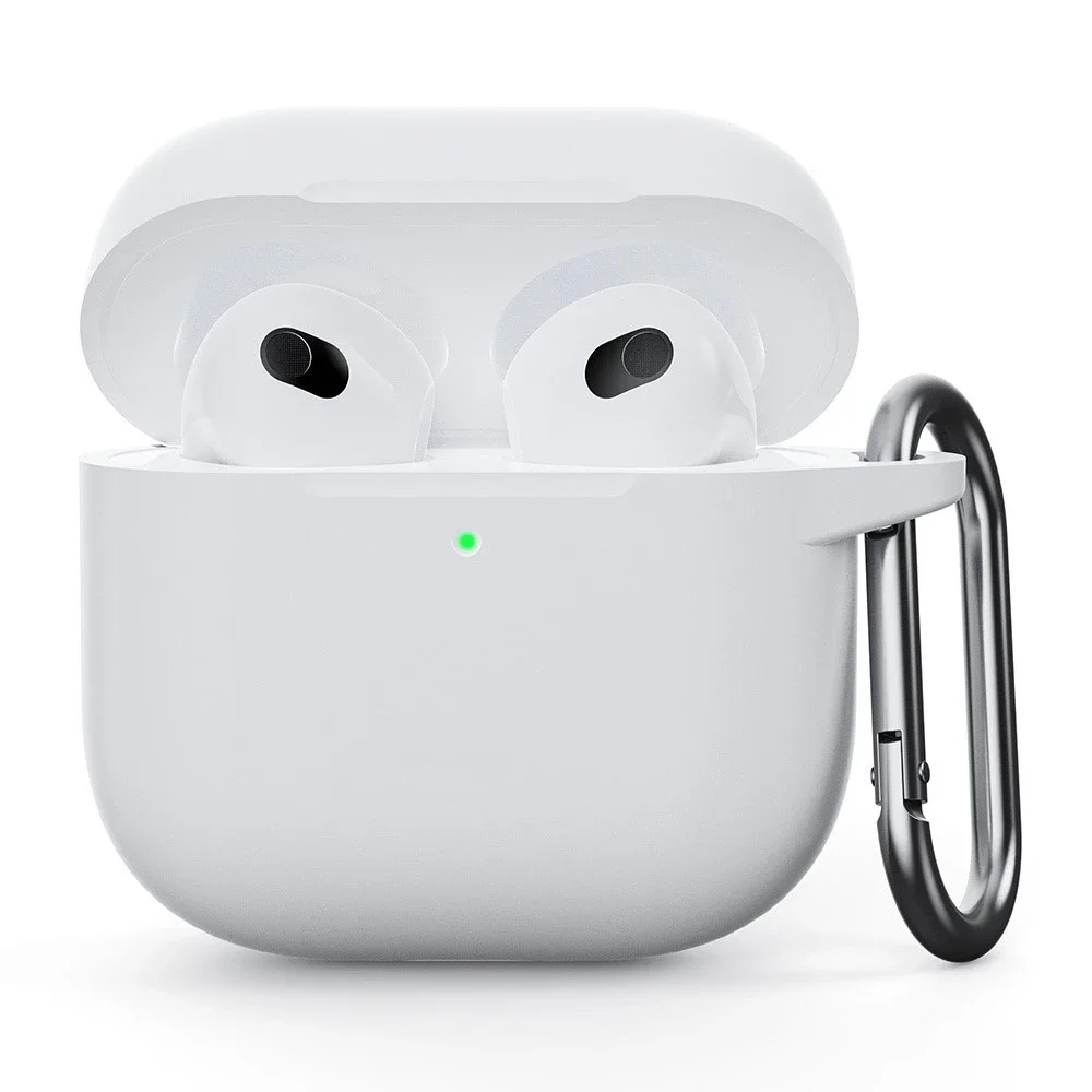 Apple AirPods 5 Silikondeksel med karabinkrok, Hvit