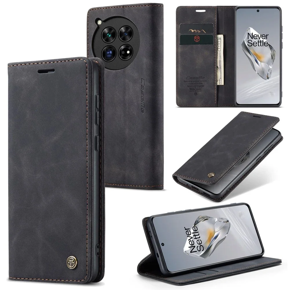 CaseMe OnePlus 12 Slankt lommeboketui, Svart CaseMe OnePlus 12 Slankt lommeboketui, Svart