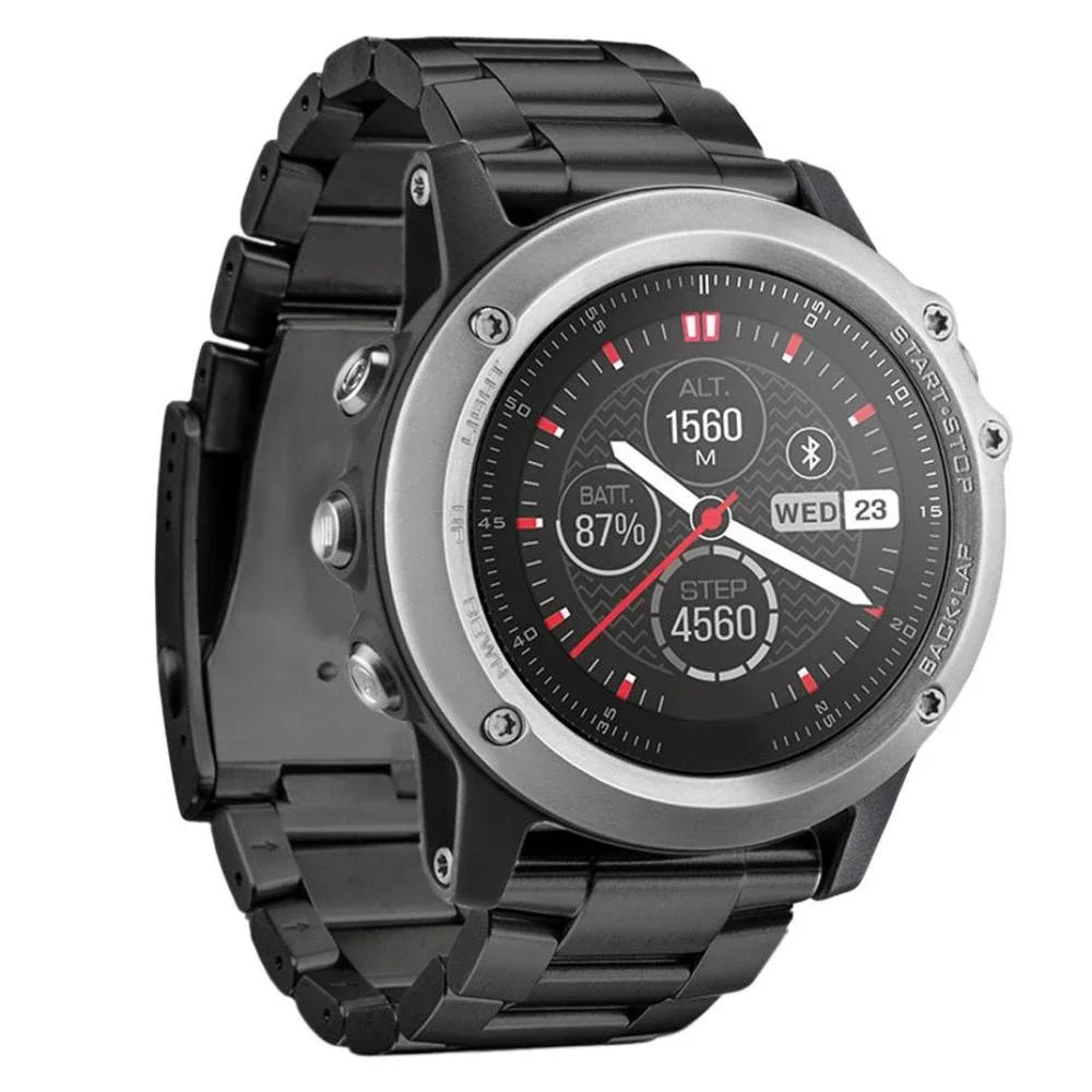 Garmin Fenix 3 HR/Fenix 3 Elegant lenkereim i metall, Svart Garmin Fenix 3 HR/Fenix 3 Elegant lenkereim i metall, Svart