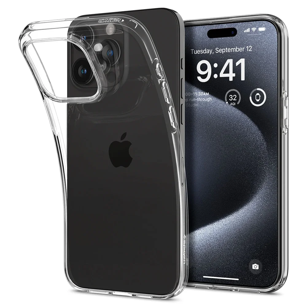 Spigen iPhone 15 Pro Liquid Crystal-deksel, Crystal Clear