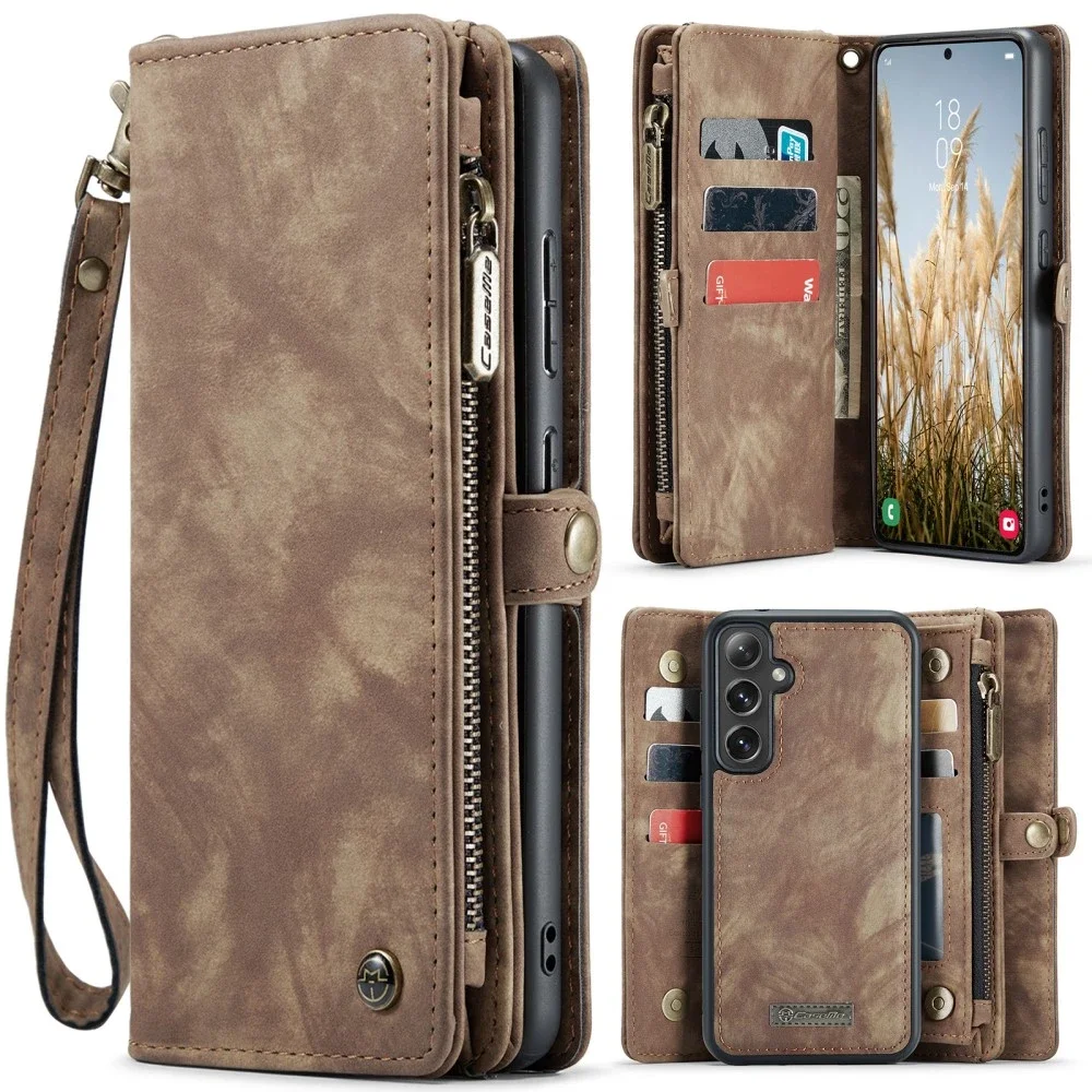 CaseMe Samsung Galaxy S24 FE Romslig lommeboketui med mange kortlommer, Brun CaseMe Samsung Galaxy S24 FE Romslig lommeboketui med mange kortlommer, Brun