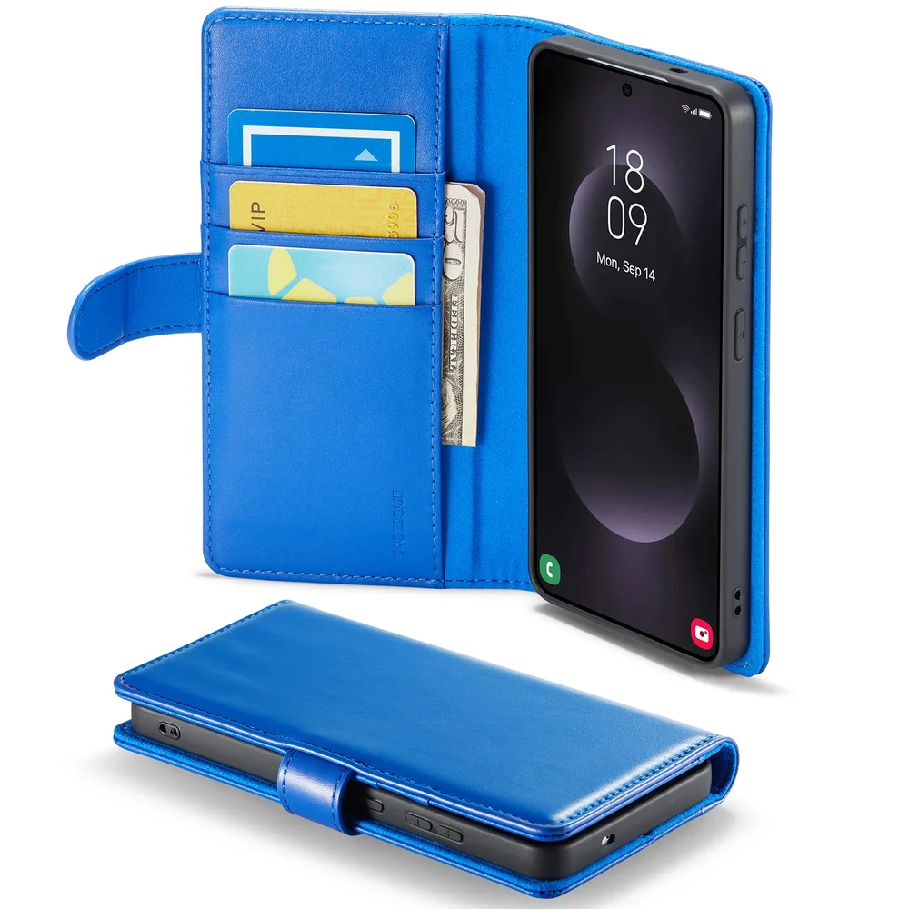 Mobique Samsung Galaxy S26 Ultra Lommeboketui i ekte skinn, Blå