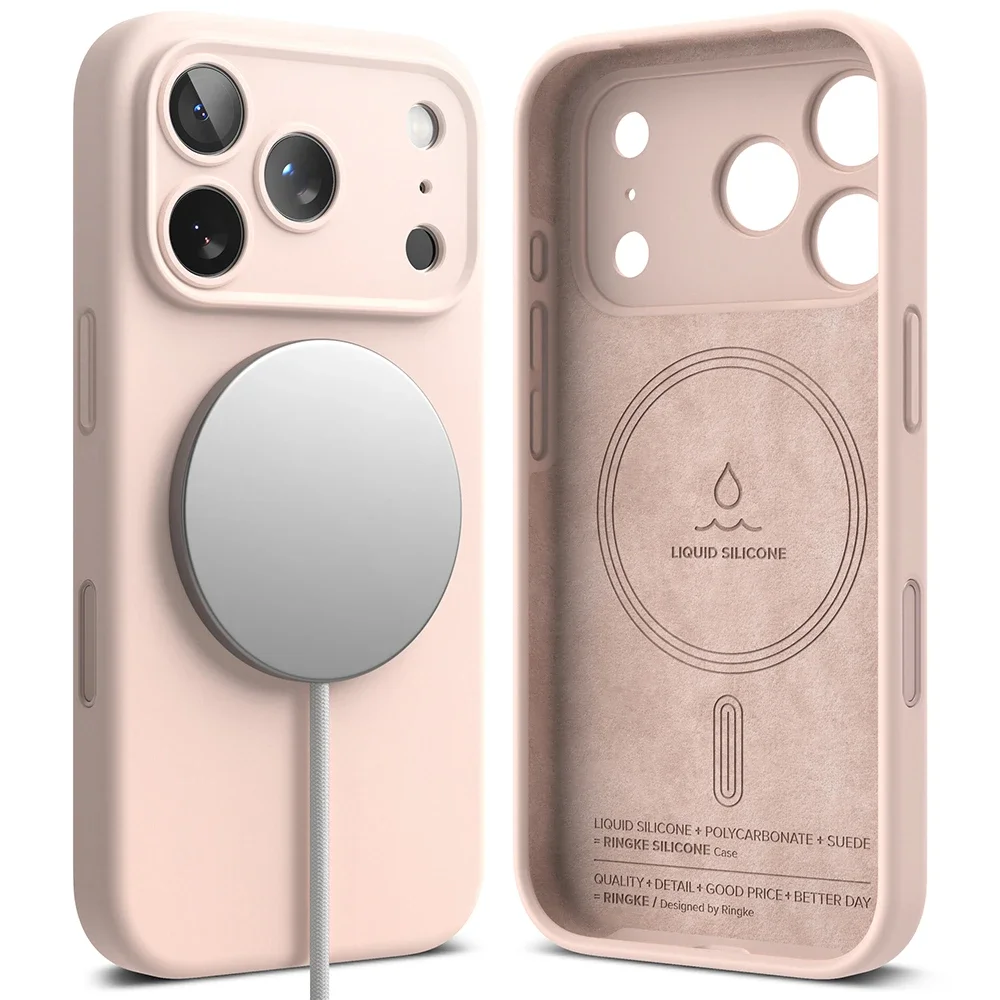 Ringke iPhone 18 Pro MagSafe silikondeksel, Pink Sand