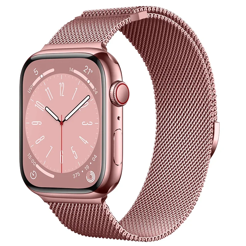 Apple Watch Series 4-6 44mm Reim Milanese Loop, Rosa gull