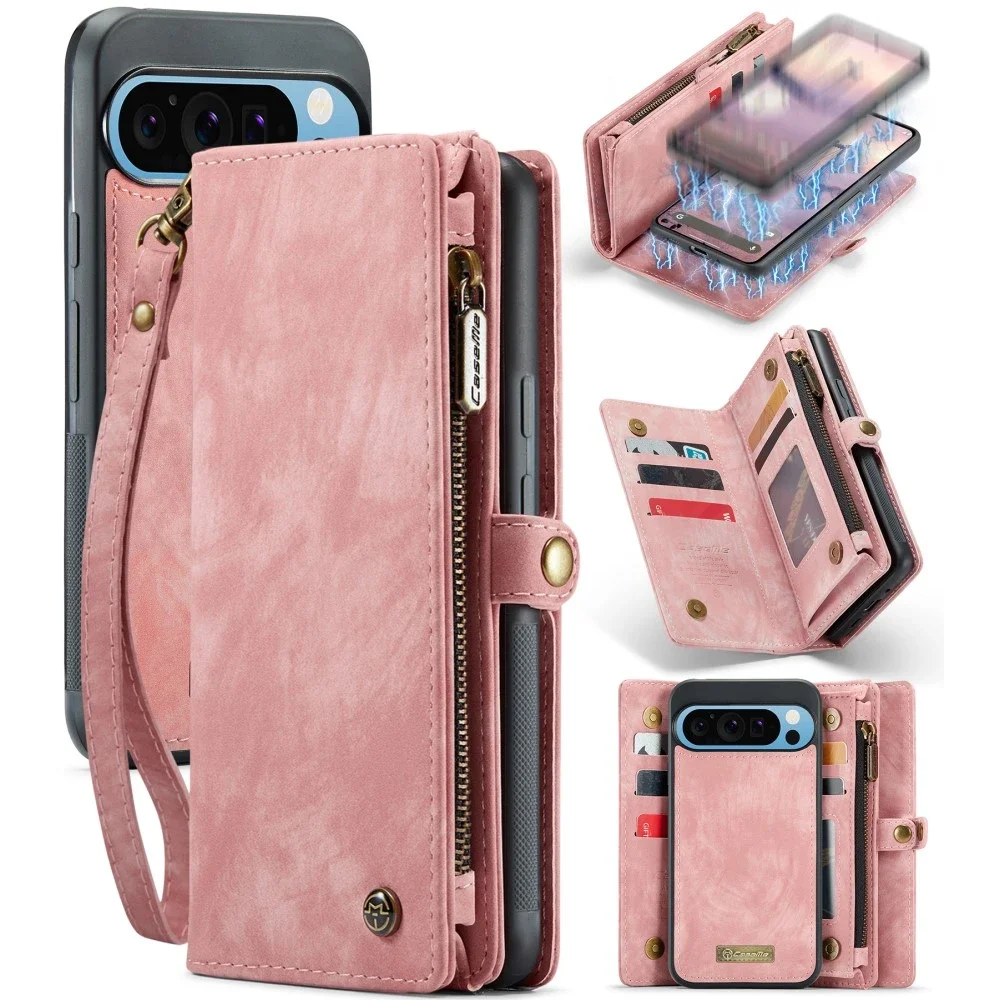 CaseMe Google Pixel 9 Pro XL Romslig lommeboketui med mange kortlommer, Rosa CaseMe Google Pixel 9 Pro XL Romslig lommeboketui med mange kortlommer, Rosa