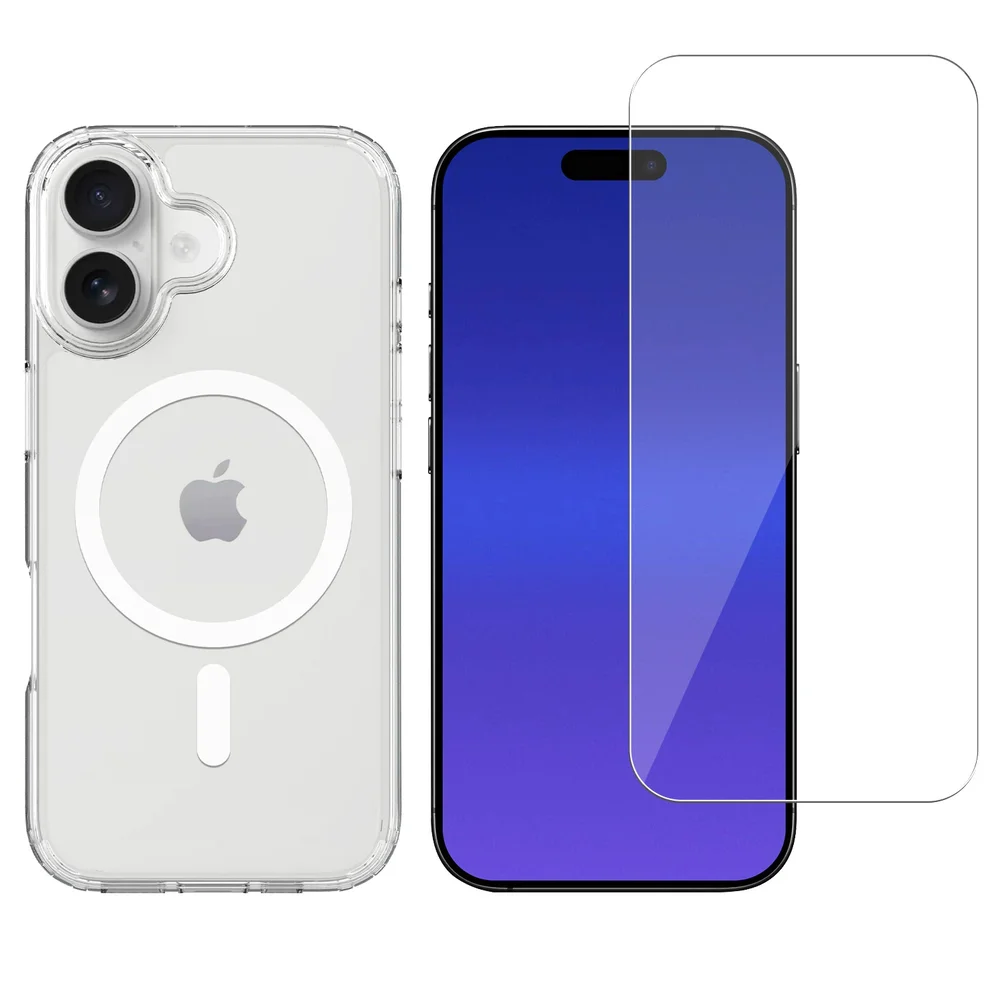 Mobique iPhone 16 MagSafe hybrid-deksel + Skjermbeskytter herdet glass