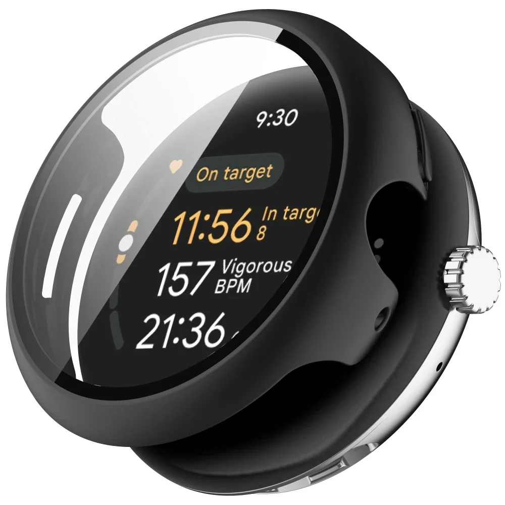 Google Pixel Watch 3 45mm Heldekkende deksel med skjermbeskytter, Svart Google Pixel Watch 3 45mm Heldekkende deksel med skjermbeskytter, Svart