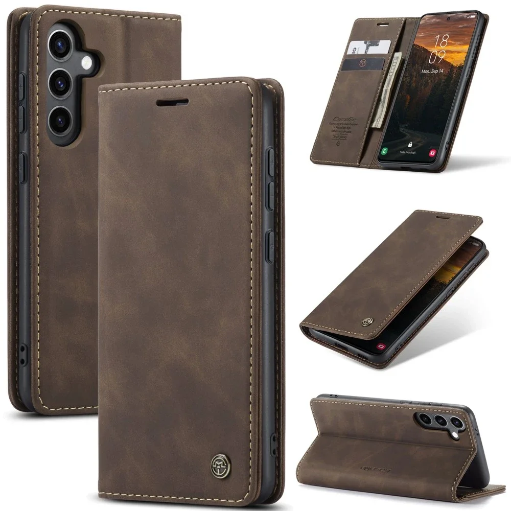 CaseMe Samsung Galaxy S25 Plus Slankt lommeboketui, Brun CaseMe Samsung Galaxy S25 Plus Slankt lommeboketui, Brun