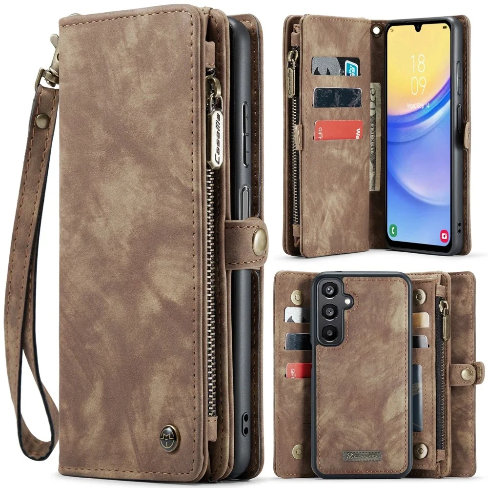 CaseMe Samsung Galaxy A16 Romslig lommeboketui med mange kortlommer, Brun CaseMe Samsung Galaxy A16 Romslig lommeboketui med mange kortlommer, Brun