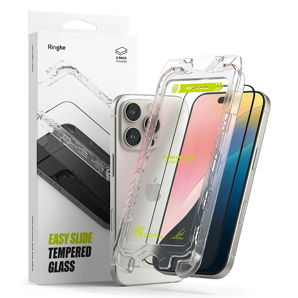 Ringke iPhone 16 Pro Max Skjermbeskytter i glass med monteringsramme (2-pack)
