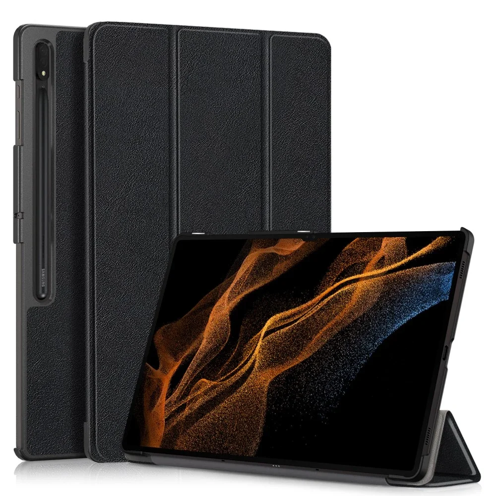 Samsung Galaxy Tab S9 Ultra Tri-Fold etui, Svart Samsung Galaxy Tab S9 Ultra Tri-Fold etui, Svart