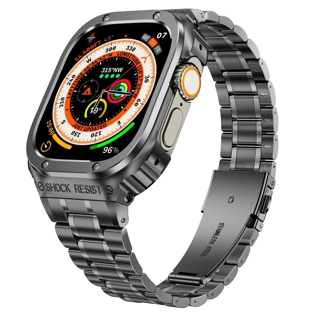 Apple Watch Ultra 49mm 1st Gen Robust reim med innebygd deksel Full Metal, Mørk grå Apple Watch Ultra 49mm 1st Gen Robust reim med innebygd deksel Full Metal, Mørk grå