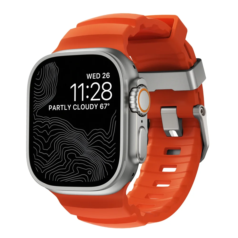 Nomad Apple Watch Series 7 45mm Reim Rocky Point (Natural Hardware) Magma - Limited edition