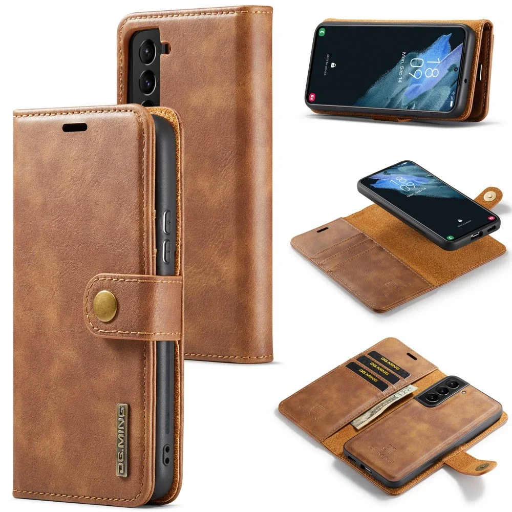 DG.MING Samsung Galaxy S24 Plus Lommeboketui med avtakbart deksel, Cognac