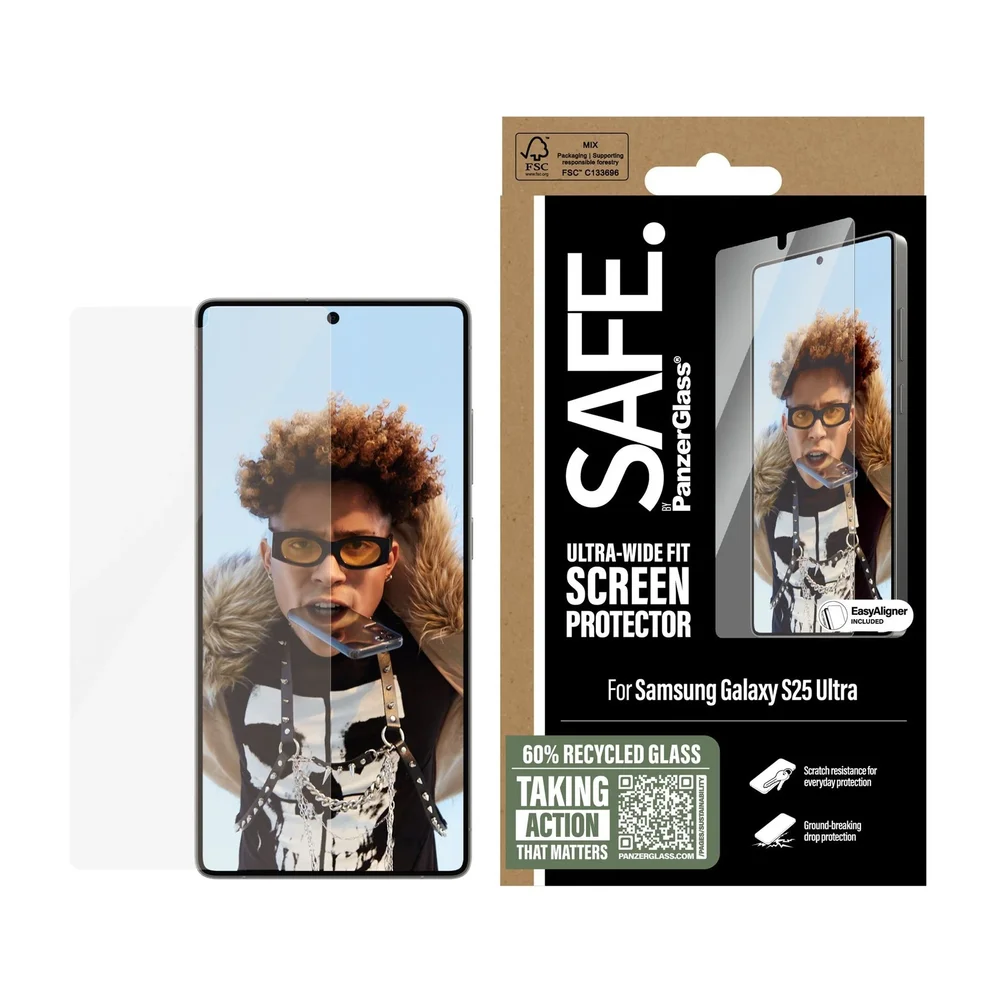 SAFE. by PanzerGlass Samsung Galaxy S25 Ultra Skjermbeskytter i glass med installasjonsramme - Ultra Wide Fit