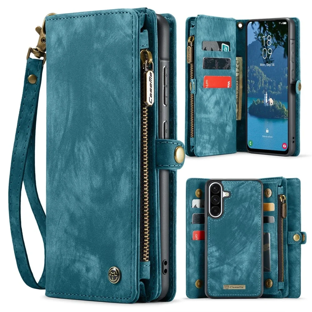 CaseMe Samsung Galaxy A56 Romslig lommeboketui med mange kortlommer, Blå CaseMe Samsung Galaxy A56 Romslig lommeboketui med mange kortlommer, Blå