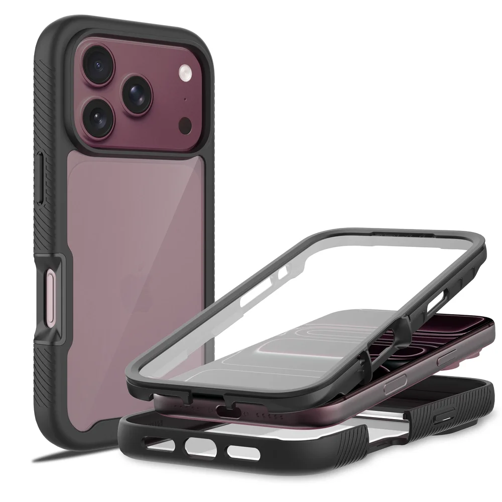 Mobique iPhone 18 Pro Max Deksel Full Protection, Svart/gjennomsiktig