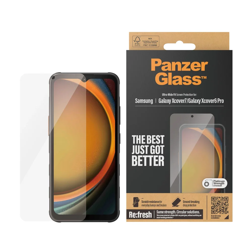PanzerGlass Samsung Galaxy Xcover 6 Pro Skjermbeskytter i ripebestandig herdet glass – Ultra Wide Fit
