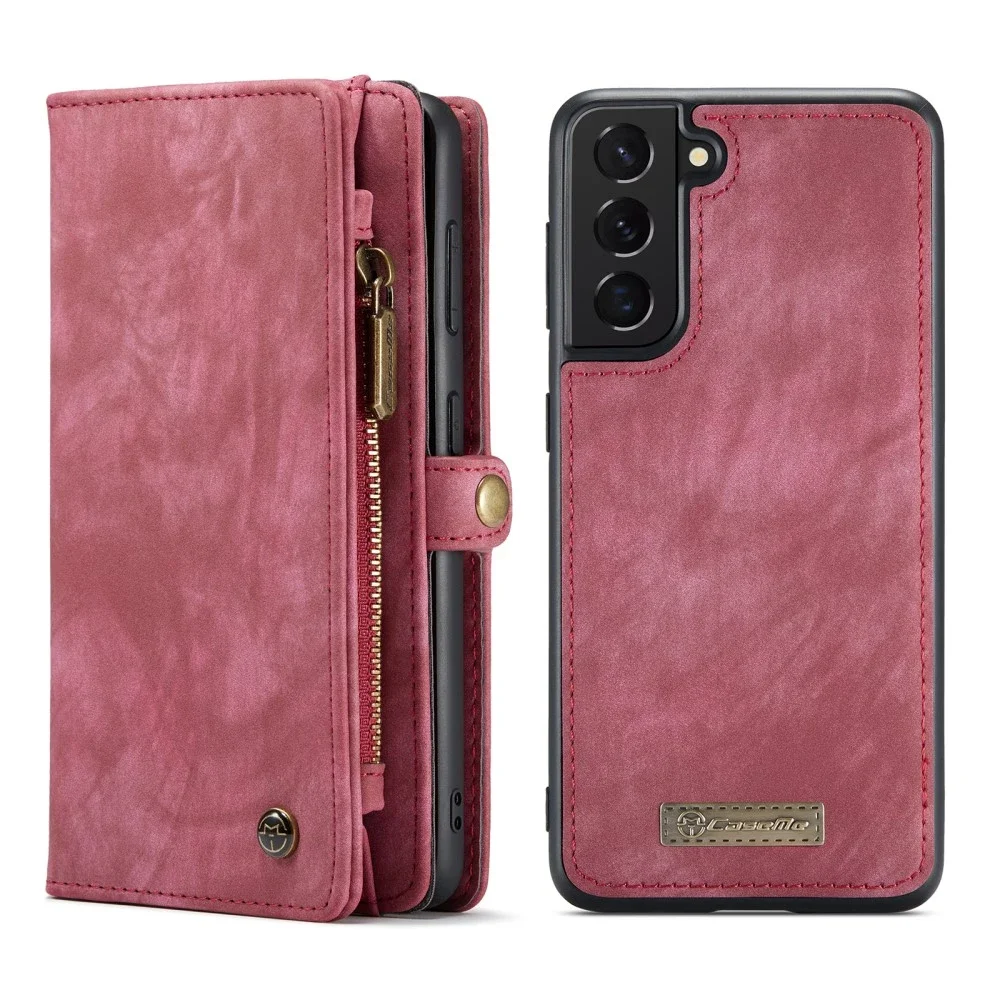 CaseMe Samsung Galaxy S21 FE Romslig lommeboketui med mange kortlommer, Rød CaseMe Samsung Galaxy S21 FE Romslig lommeboketui med mange kortlommer, Rød
