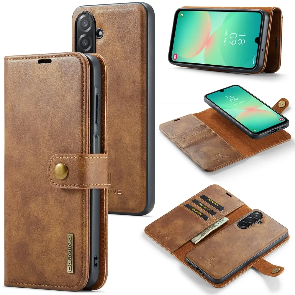 DG.MING Samsung Galaxy A26 Lommeboketui med avtakbart deksel, Cognac