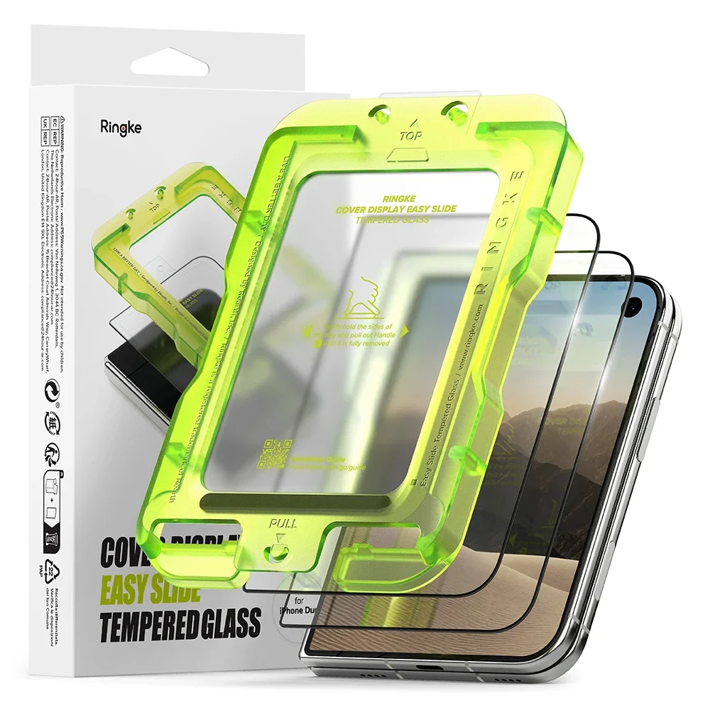 Ringke iPhone Duo Ytre skjermbeskytter i glass med monteringsramme (2-pack)